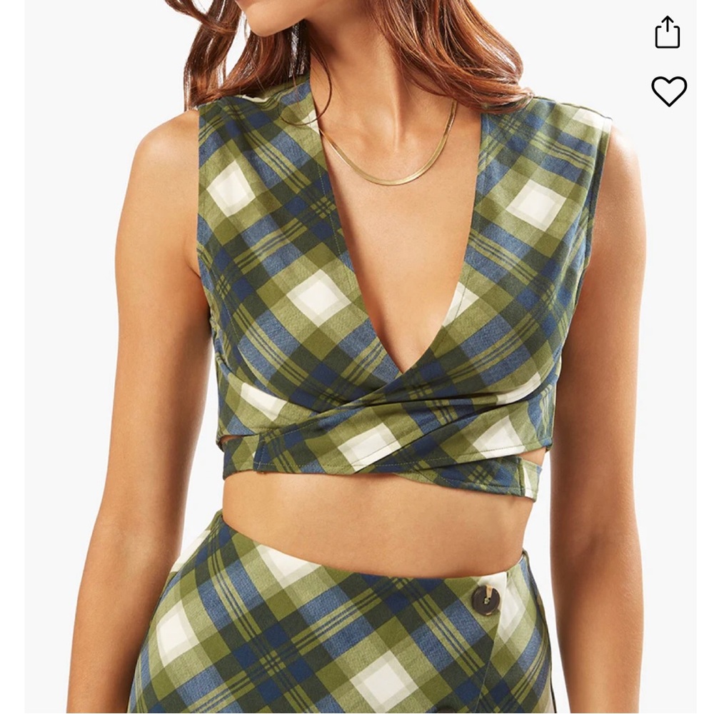 Weworewhat Tie Back Vintage Plaid Wrap Top